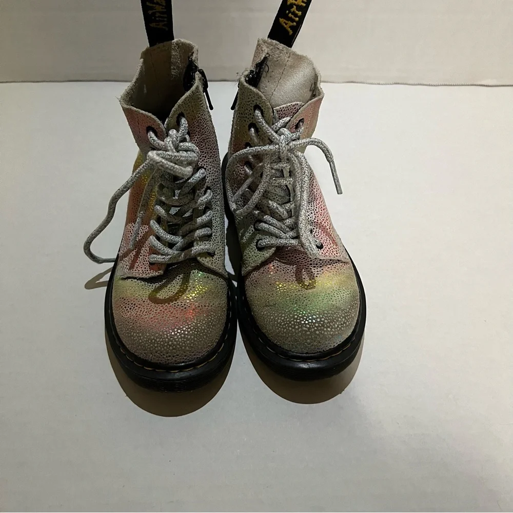 Dr Martens 1460 Pascal J Rainbow Glitter combat style Boots Youth size 12